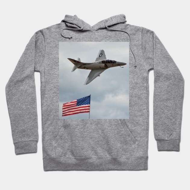 A-4 Skyhawk Over American Flag Hoodie by acefox1